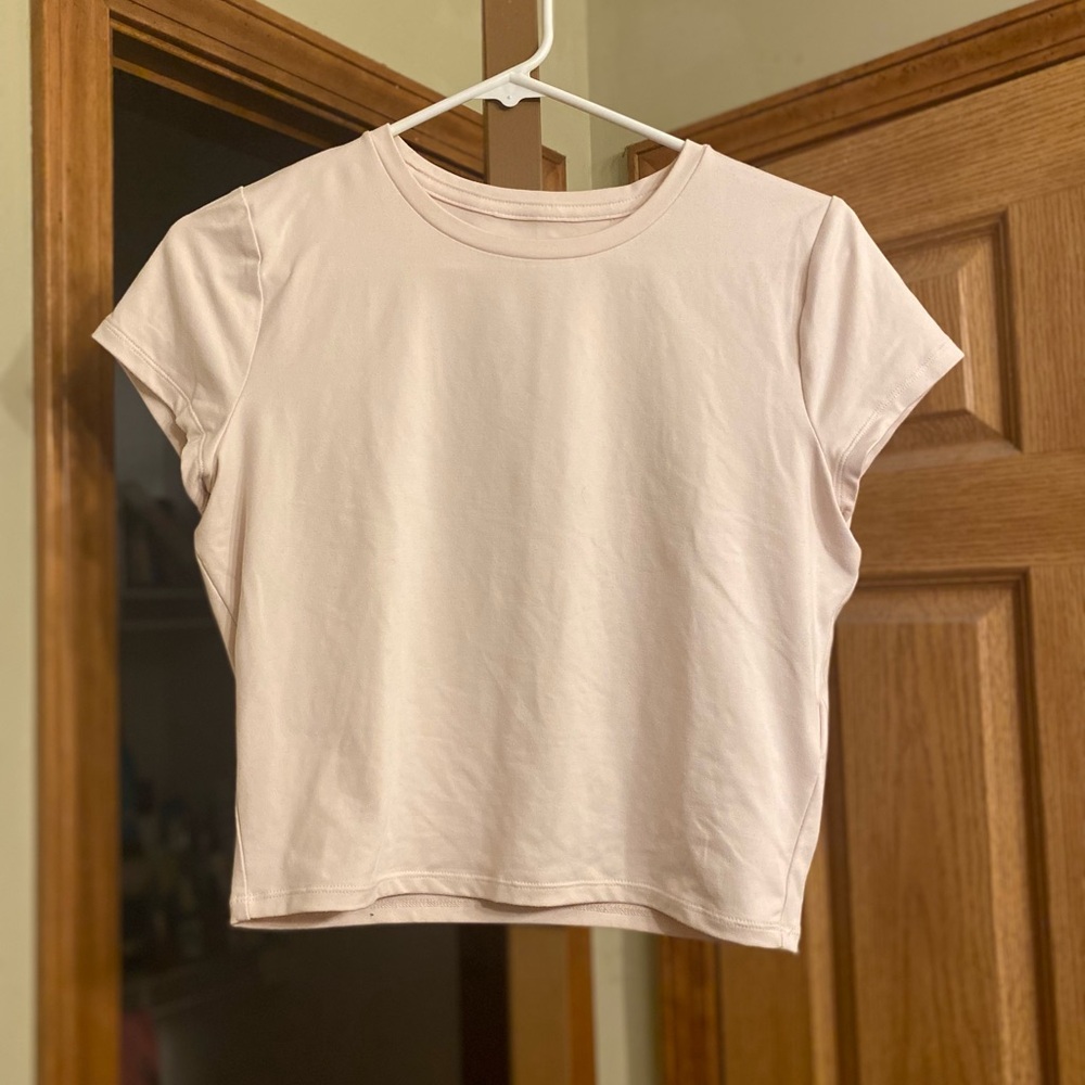 Hollister Light Pink Seamless Fabric Crew Baby Tee
